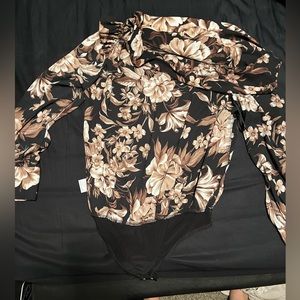 Floral one shoulder bodysuit - silk